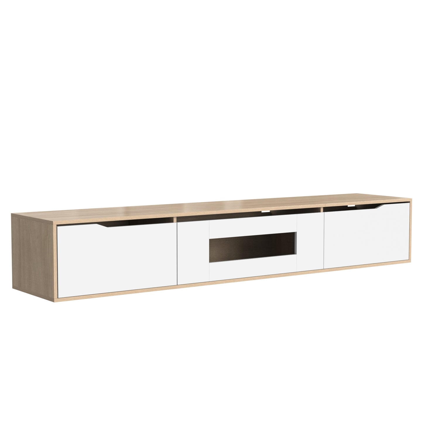 MUEBLE TV MODERNO BLANCO BRILLO & MADERA 180 CM image 6