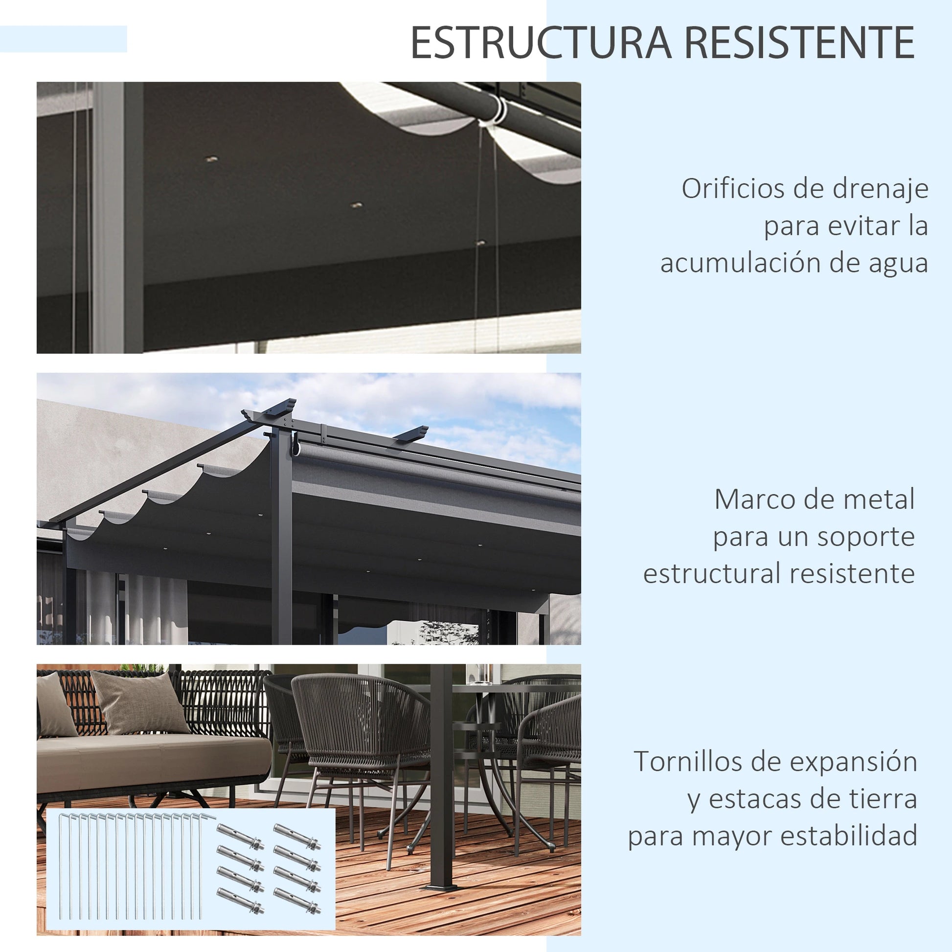 PÉRGOLA DE JARDÍN SOMBRA NOVA 4X3 CON TECHO RETRÁCTIL Y 4 CORTINAS image 2