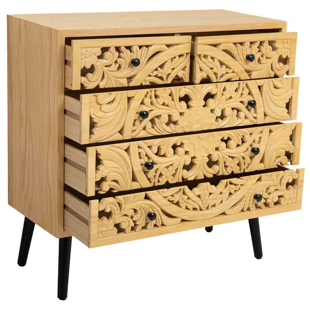 CÓMODA DE MADERA MARRÓN – COLECCIÓN DAVIS (5 CAJONES) image 3