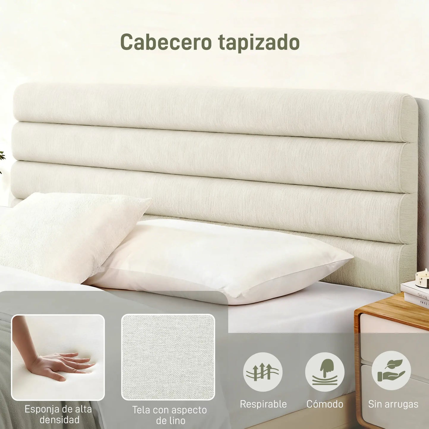 CABECERO DE CAMA LINO BEIGE AJUSTABLE 140 CM image 8