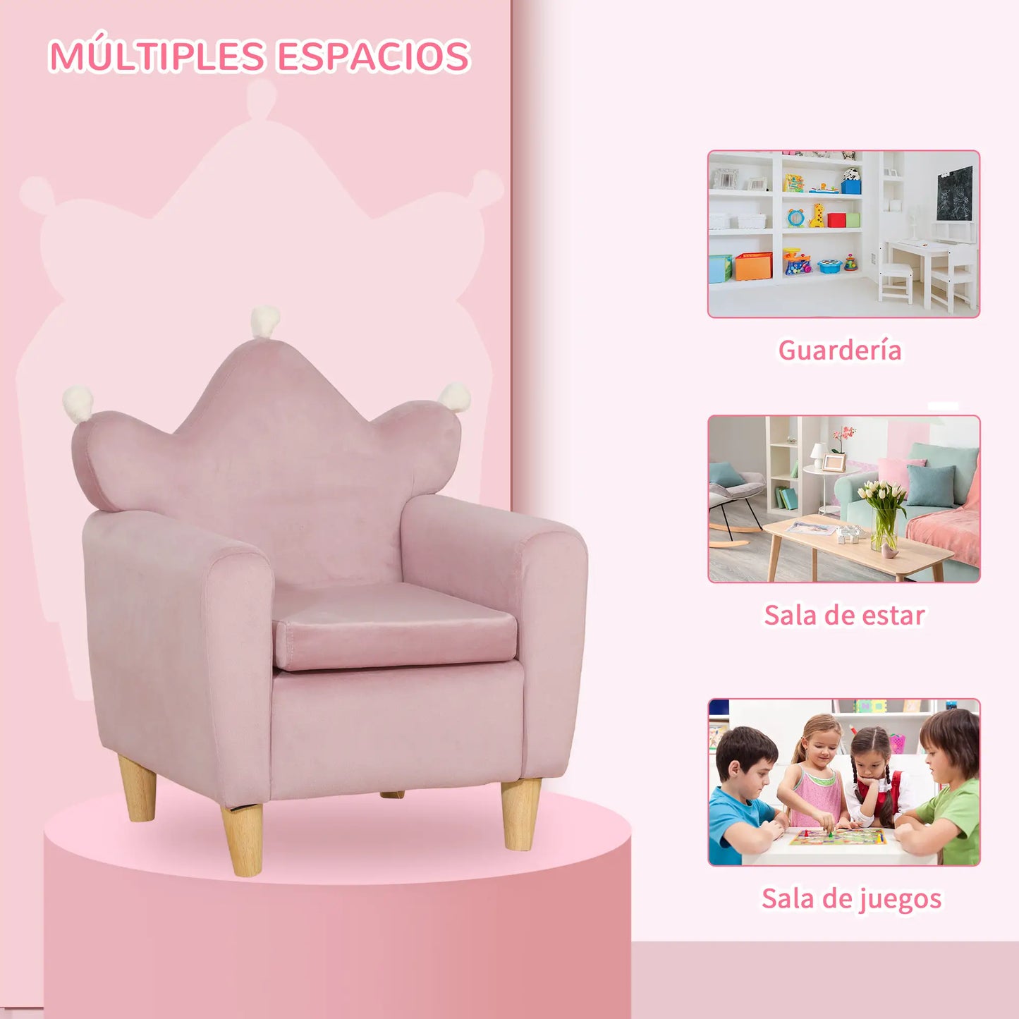 SILLÓN INFANTIL PRINCESS KIDS ROSA image 1