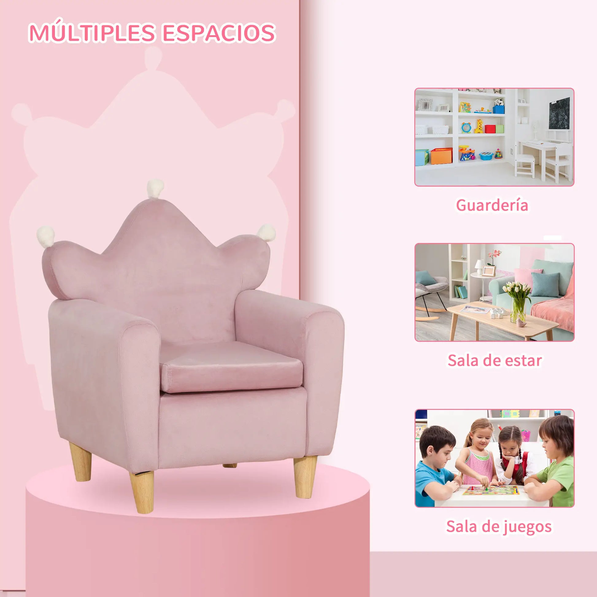 SILLÓN INFANTIL PRINCESS KIDS ROSA image 1