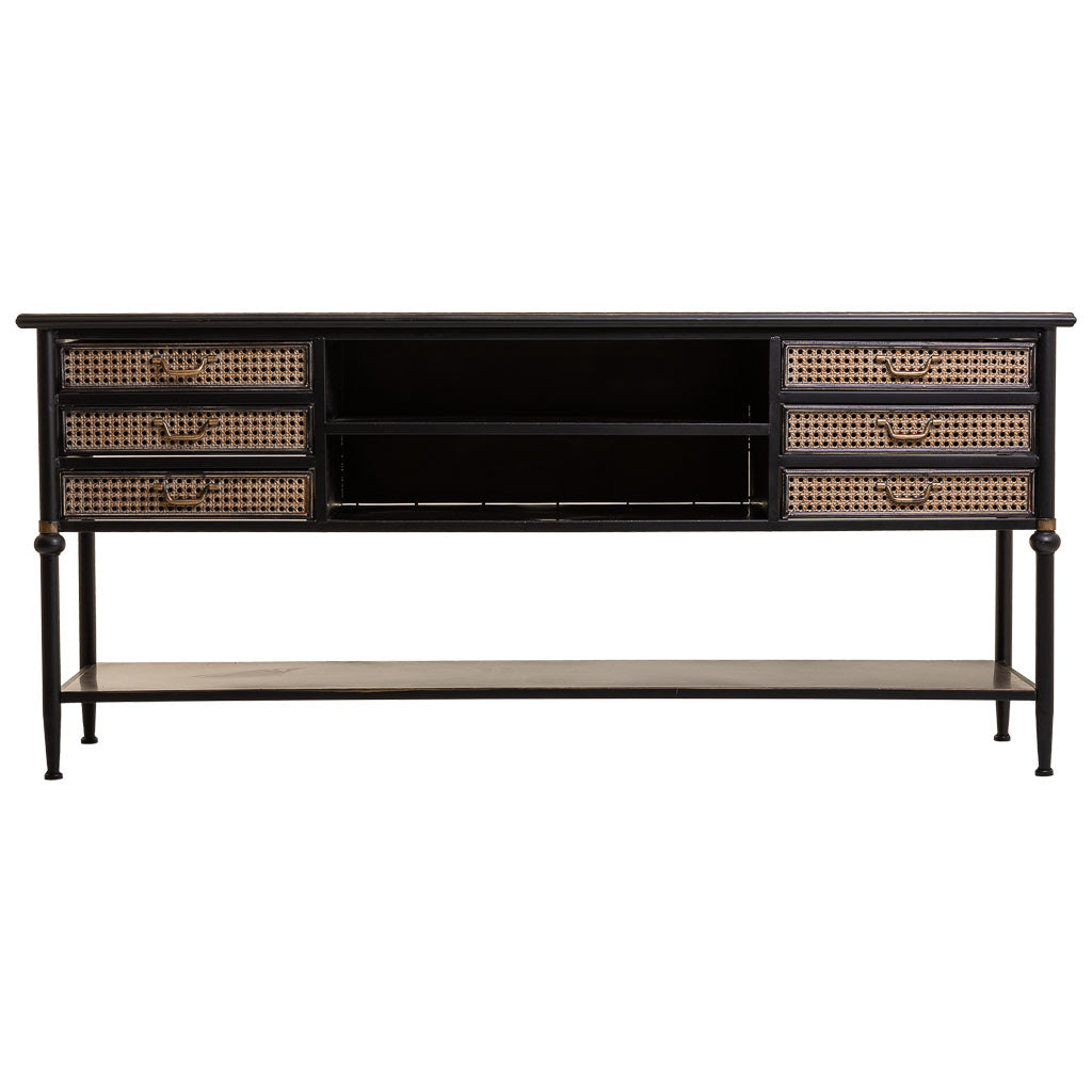 MUEBLE TV ALKA DE METAL MARRÓN CON 6 CAJONES Y HUECO CENTRAL image 5