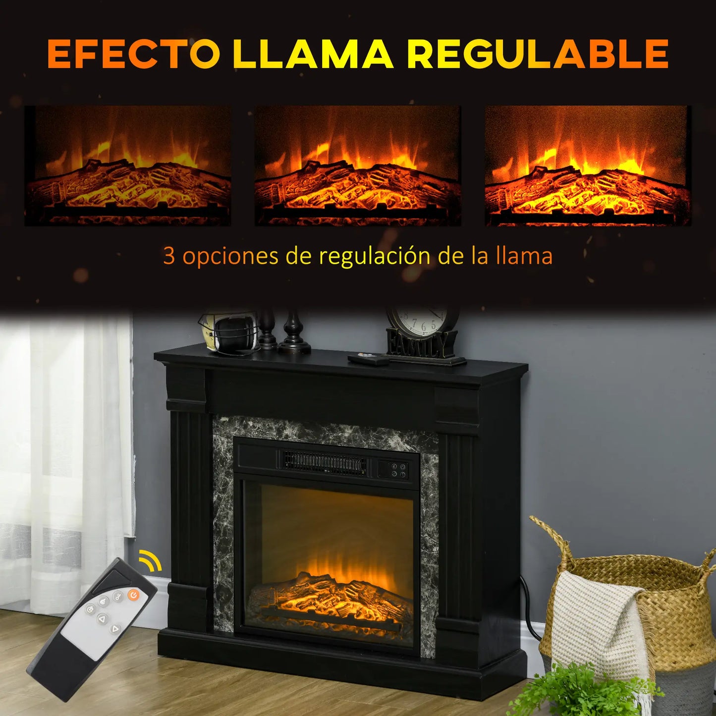 CHIMENEA ELÉCTRICA BLACKNIGHT 3D 1800W 80 CM image 0