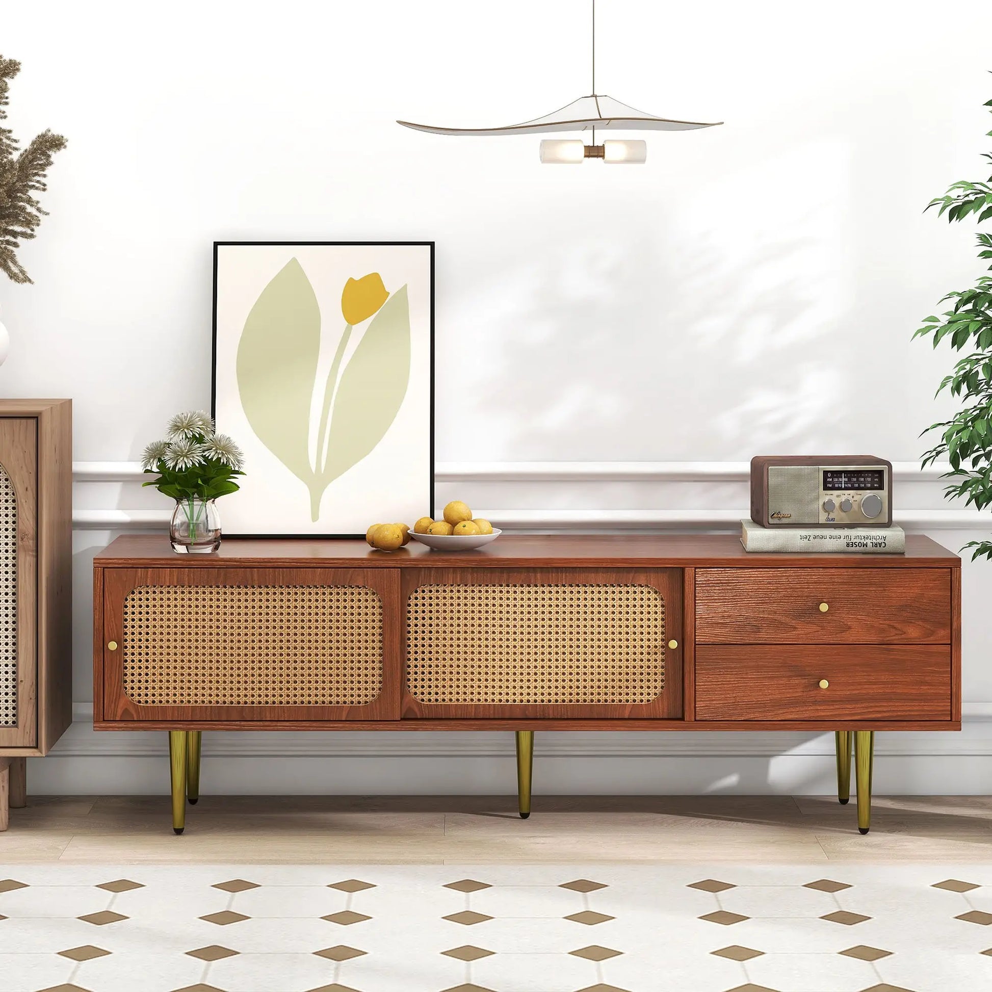 MUEBLE TV “NOGAL & RATÁN SLIDE” 160 CM image 3