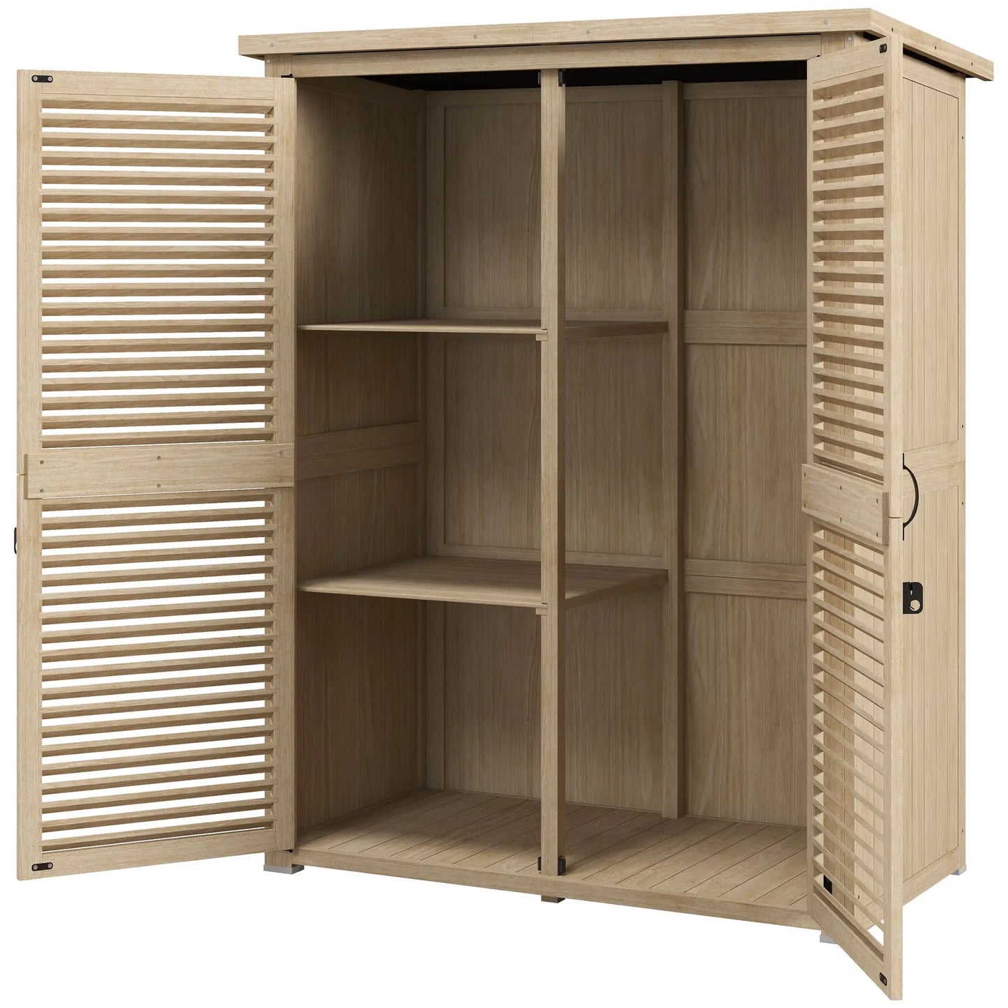 ARMARIO DE JARDÍN NATUREBOX – MADERA NATURAL CON PUERTAS DE PERSIANA image 0