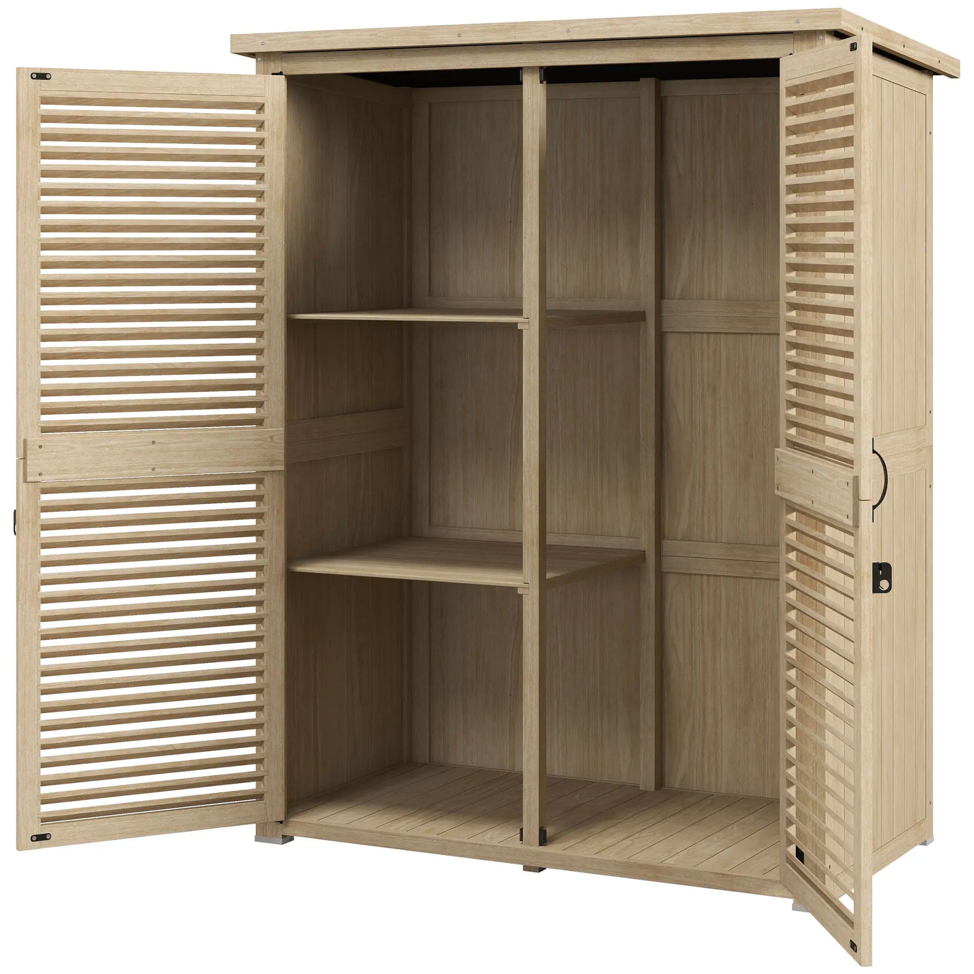 ARMARIO DE JARDÍN NATUREBOX – MADERA NATURAL CON PUERTAS DE PERSIANA image 0