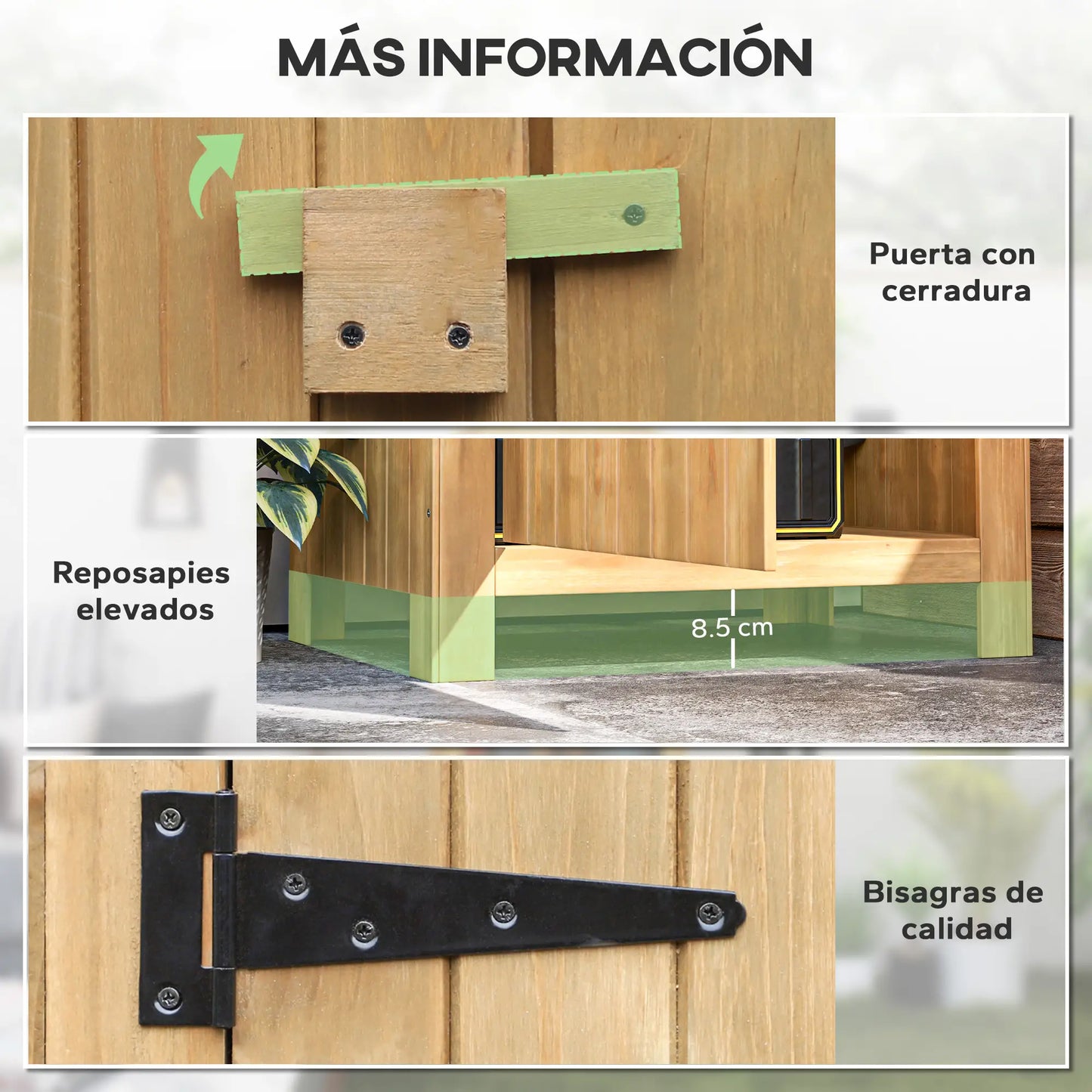 CASETA DE JARDÍN EXTERIOR DE MADERA 0,3 m² – ALMACENAJE DE HERRAMIENTAS image 2