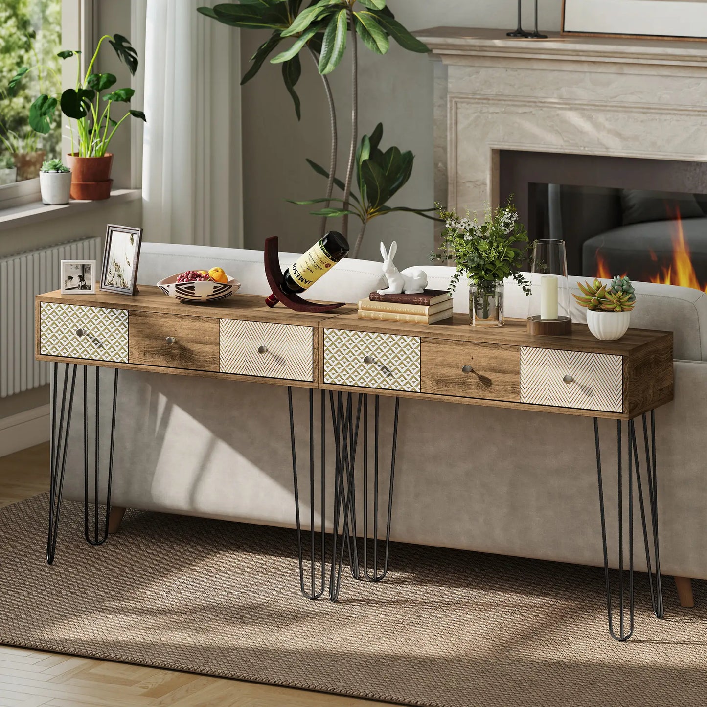 MESA CONSOLA BOHEMIA “NATURAL HARP 3 DRAWERS” image 5