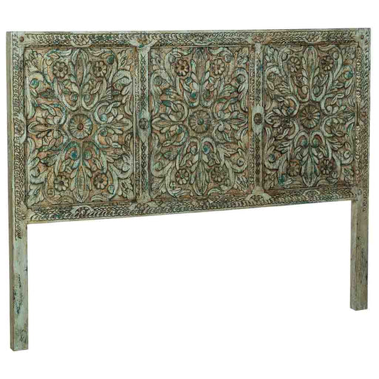 CABECERO DALIAN ARTESANAL AGUA MARINA DE MADERA MACIZA image 0