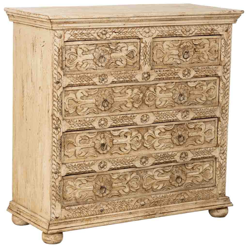 CÓMODA DALIAN WHITE VINTAGE 5 CAJONES image 0