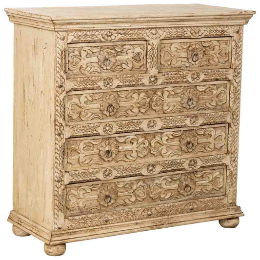 CÓMODA DALIAN WHITE VINTAGE 5 CAJONES image 0