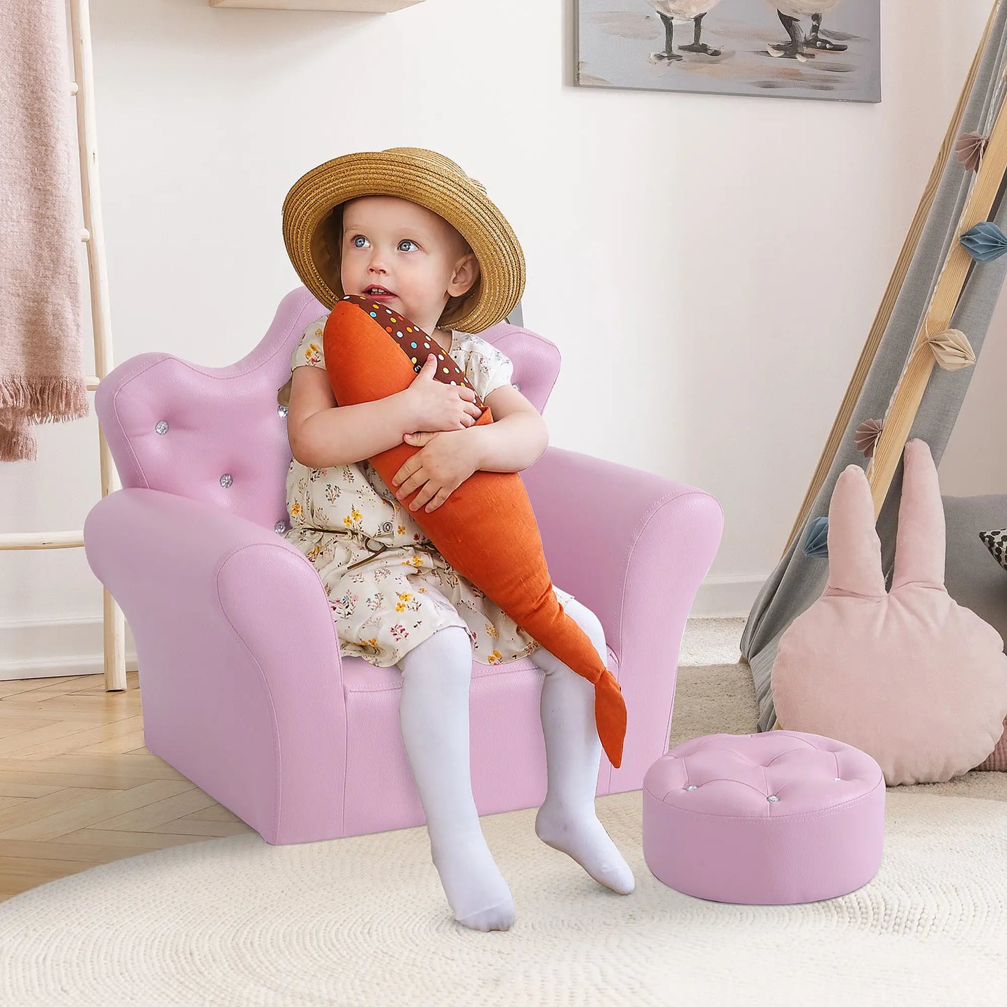 SILLÓN INFANTIL PRINCESS RELAX ROSA CON REPOSAPIÉS image 0