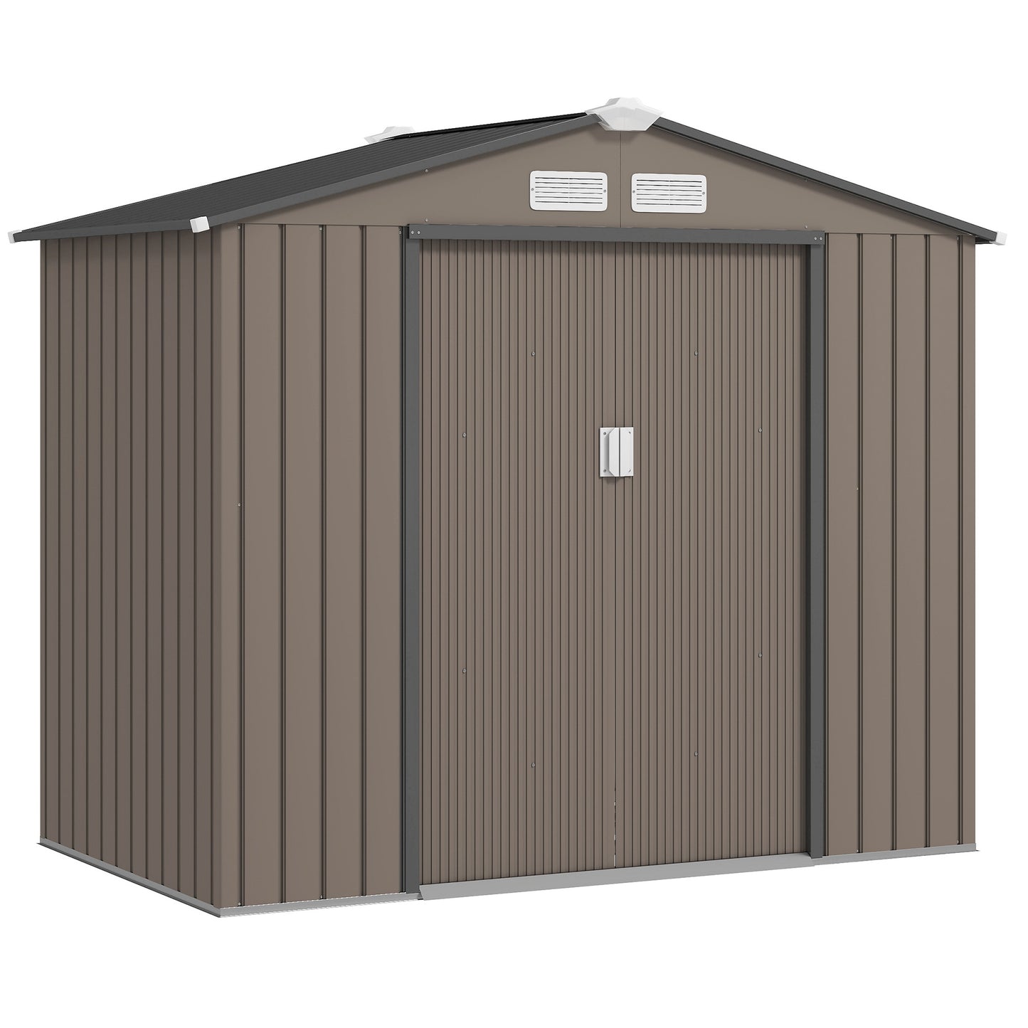 CASETA DE JARDÍN EXTERIOR DE ACERO 213×130×185 CM MARRÓN image 0