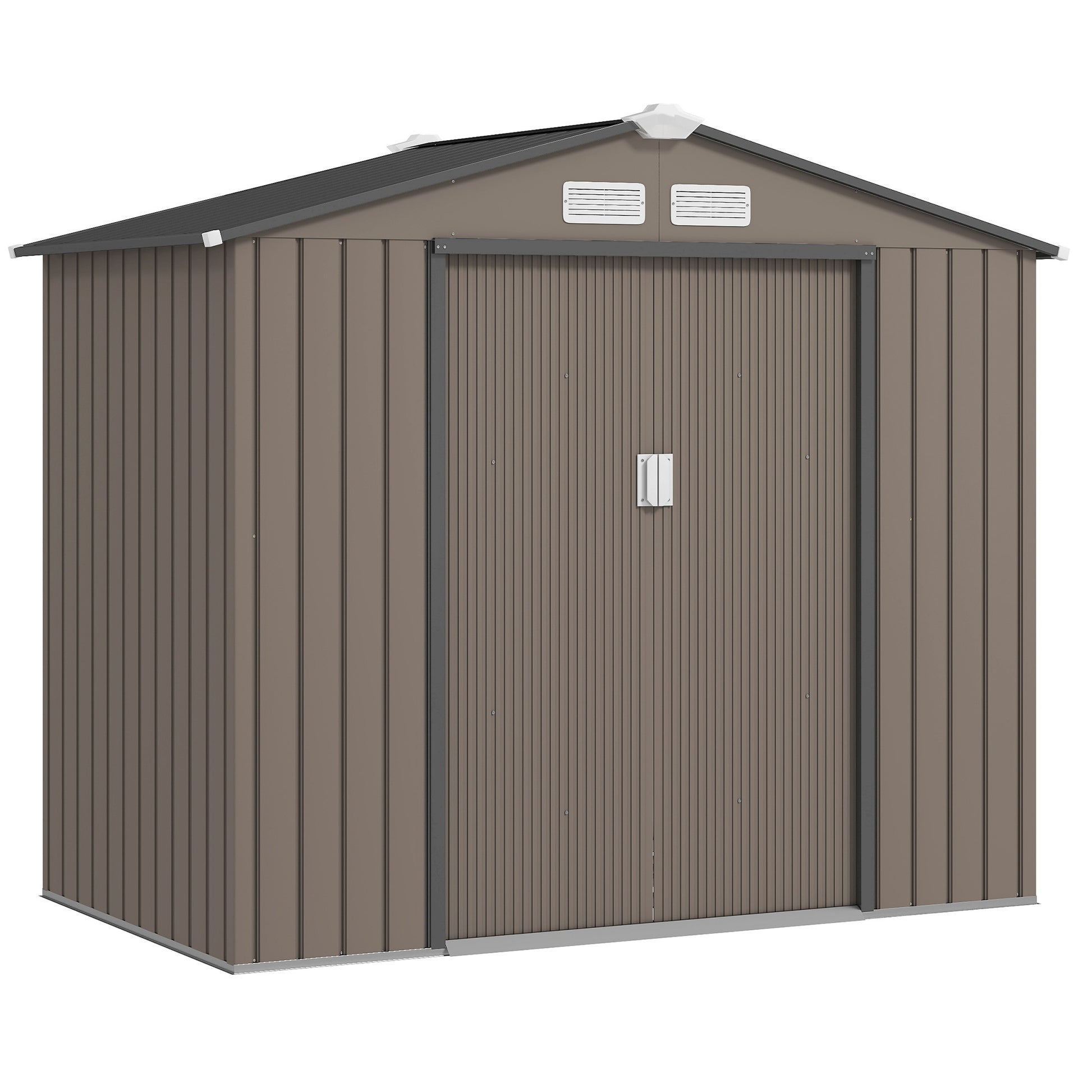 CASETA DE JARDÍN EXTERIOR DE ACERO 213×130×185 CM MARRÓN image 0
