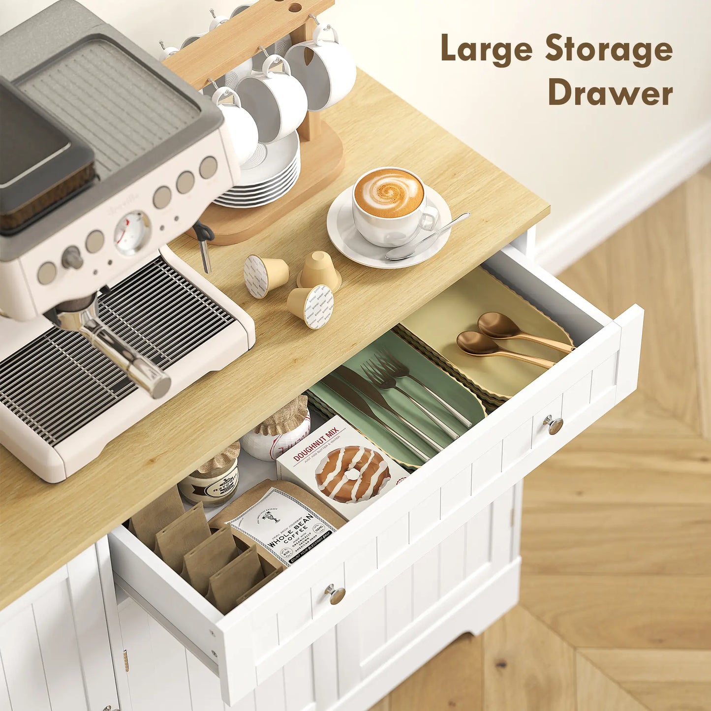 APARADOR DE COCINA BLANCO Y ROBLE 105 CM – MODELO SIERRA image 5