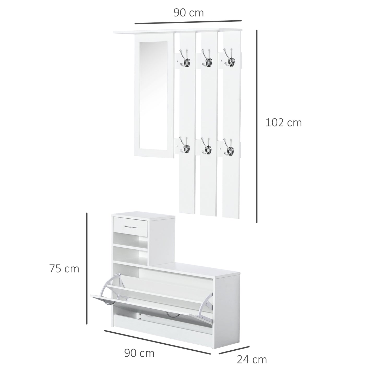 RECIBIDOR COMPLETO MIRROR&STORE WHITE 3 EN 1 image 4
