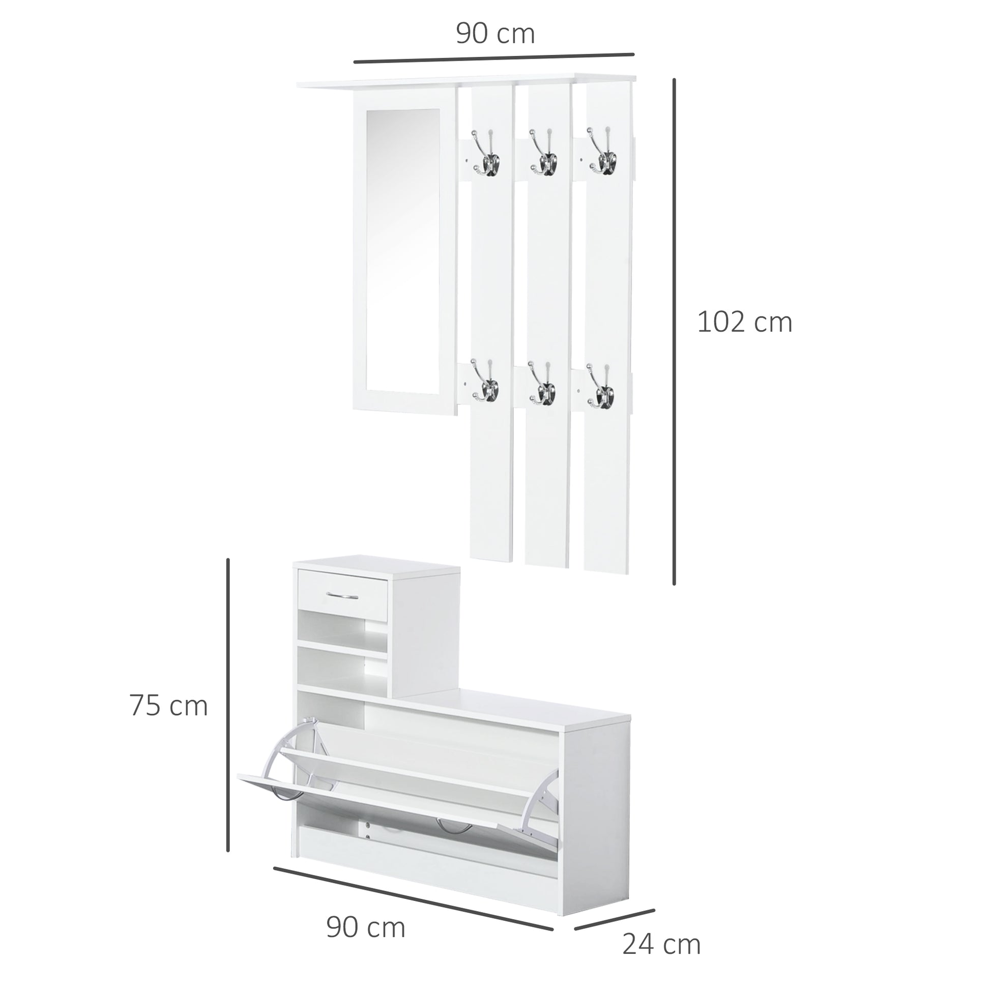 RECIBIDOR COMPLETO MIRROR&STORE WHITE 3 EN 1 image 4