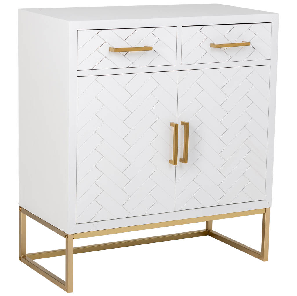 APARADOR MARTA DE MADERA Y METAL BLANCO 2 CAJONES + 2 PUERTAS image 0