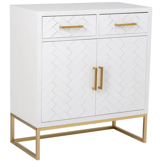 APARADOR MARTA DE MADERA Y METAL BLANCO 2 CAJONES + 2 PUERTAS image 0