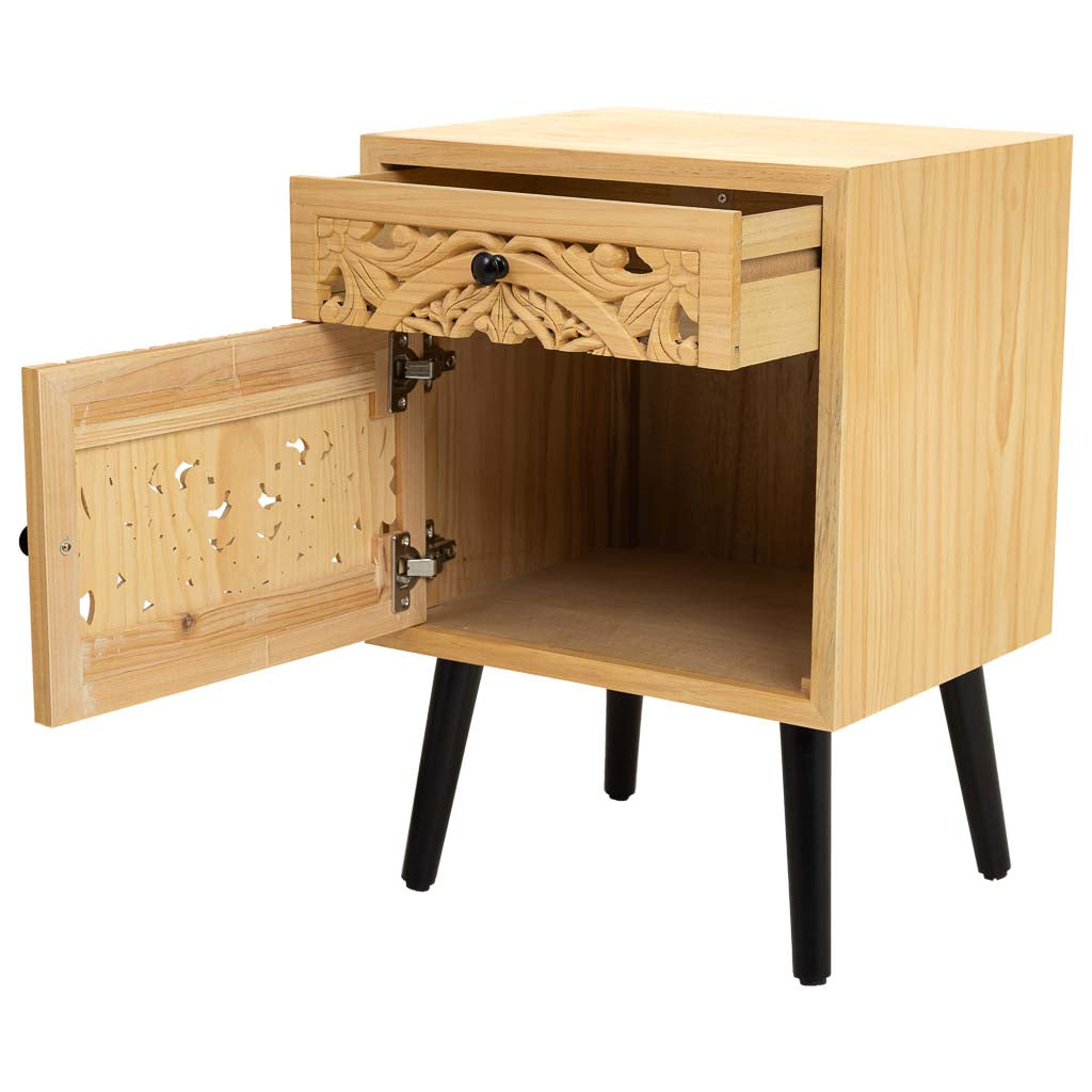 MESITA DE MADERA MARRÓN CON 1 CAJÓN Y 1 PUERTA image 3