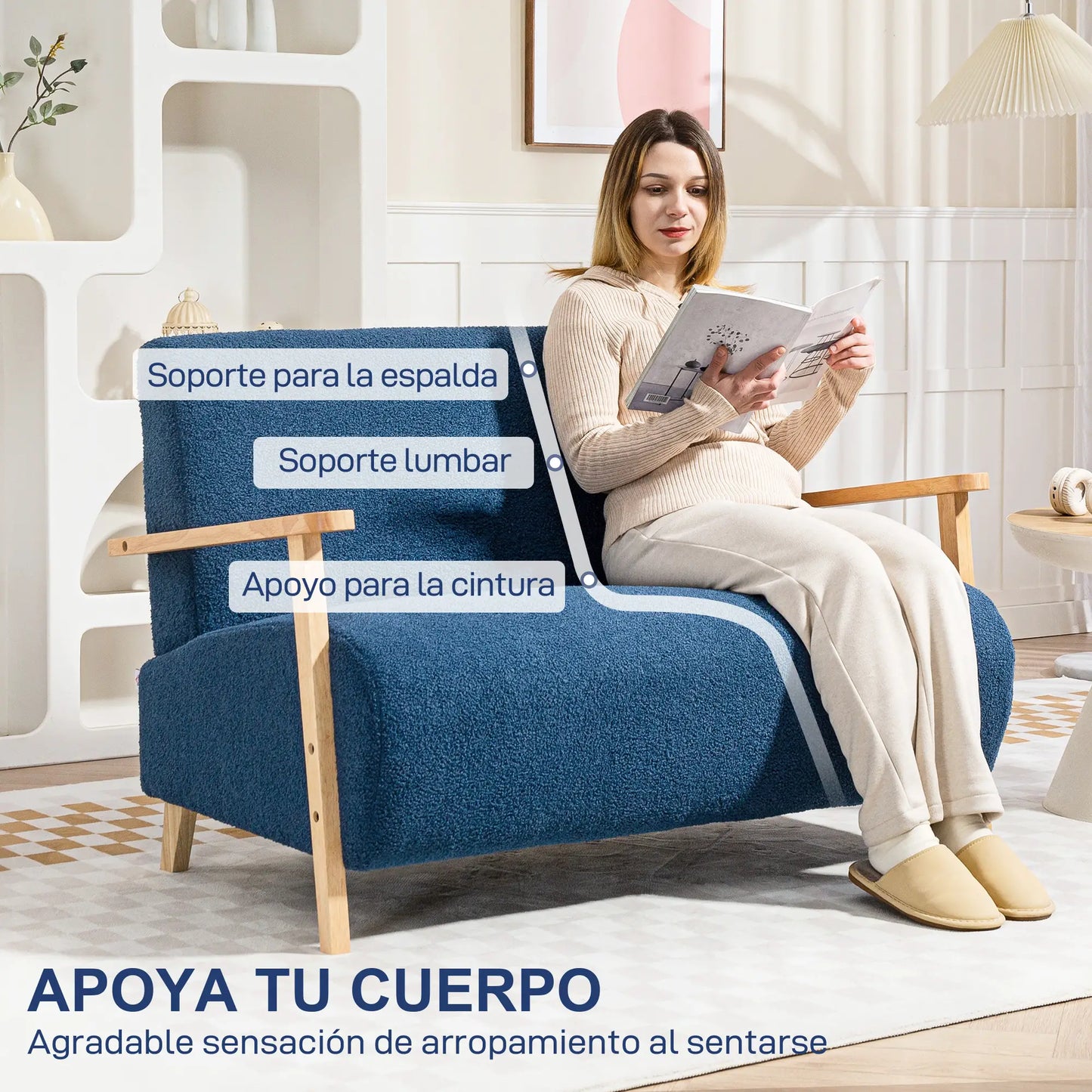 SOFÁ 2 PLAZAS MODELO NORDIC COZY BORREGUITO 118 CM image 7