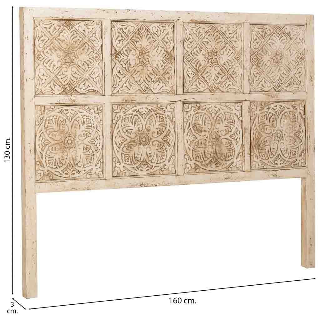 CABECERO DALIAN ARTESANAL BLANCO DE MADERA MACIZA 130 image 1