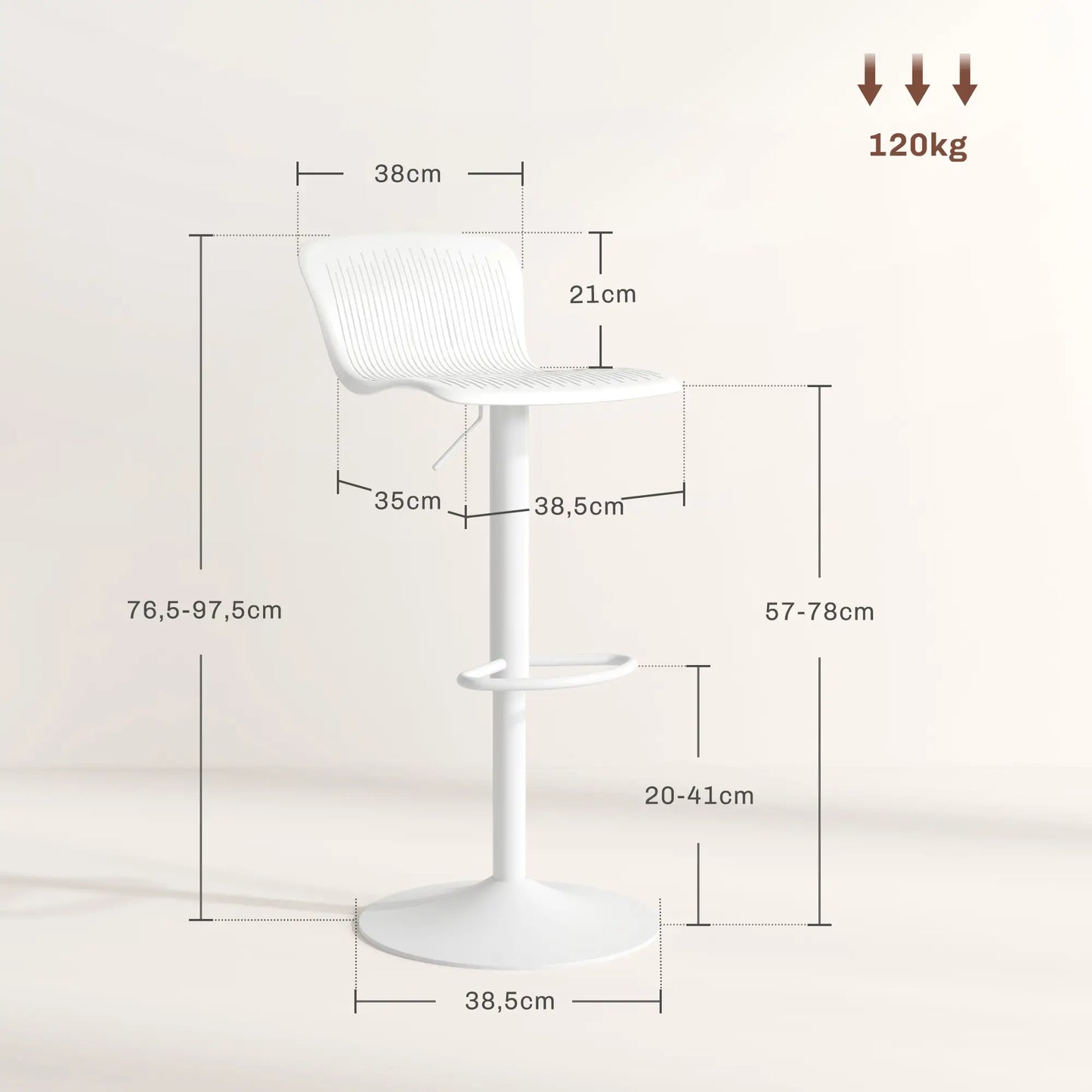 🪑 Conjunto de 2 Taburetes Altos de Cocina Giratorios y Regulables – Con Respaldo y Reposapiés en Blanco o Negro
