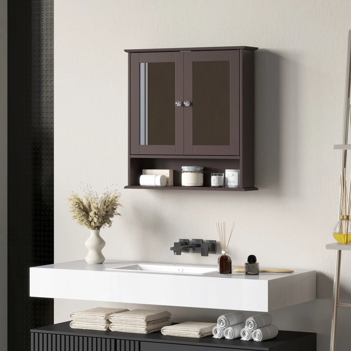 ARMARIO DE BAÑO VALMORA DARK CON ESPEJO Y ESTANTE AJUSTABLE image 0