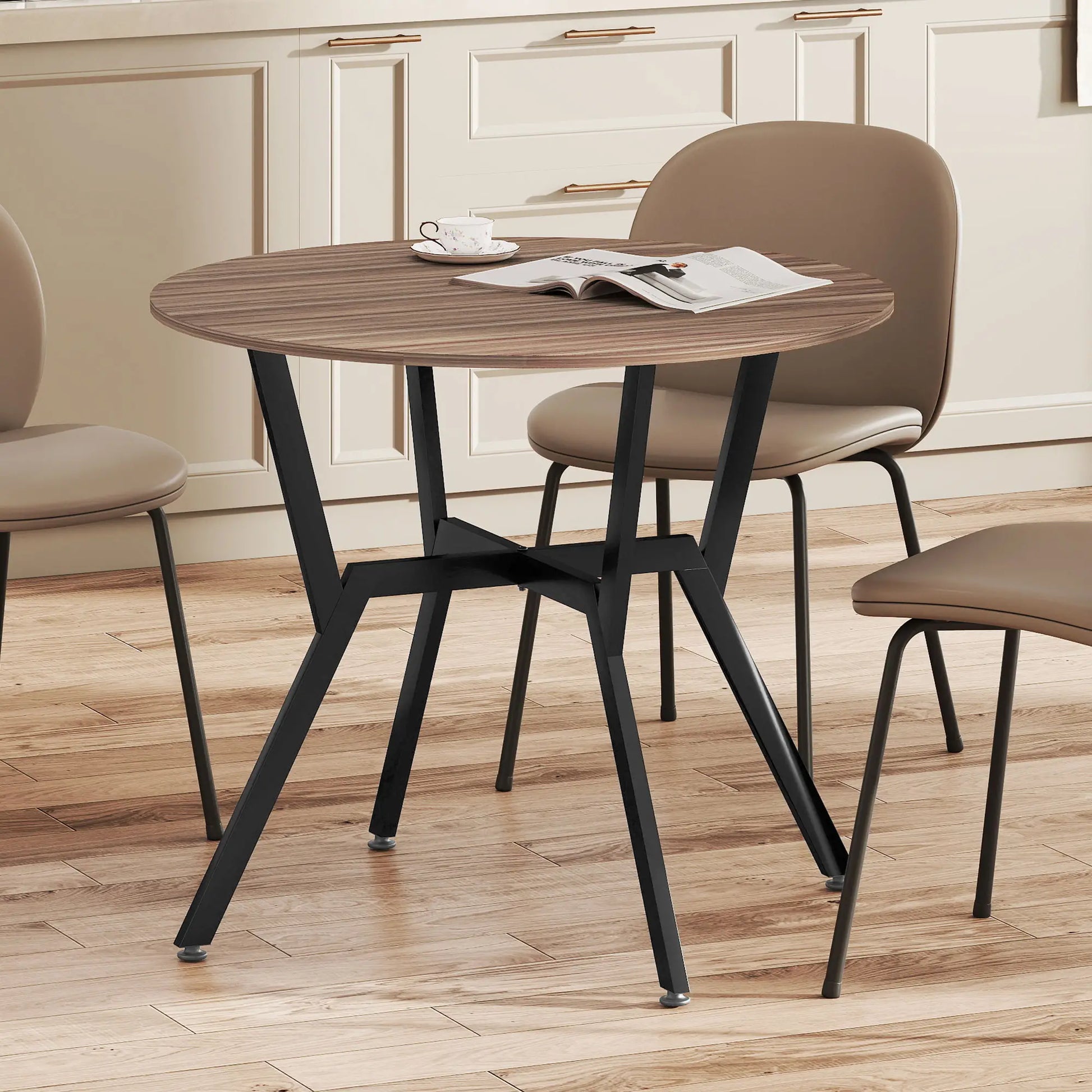 MESA DE COMEDOR REDONDA ESTILO INDUSTRIAL Ø90 CM image 0