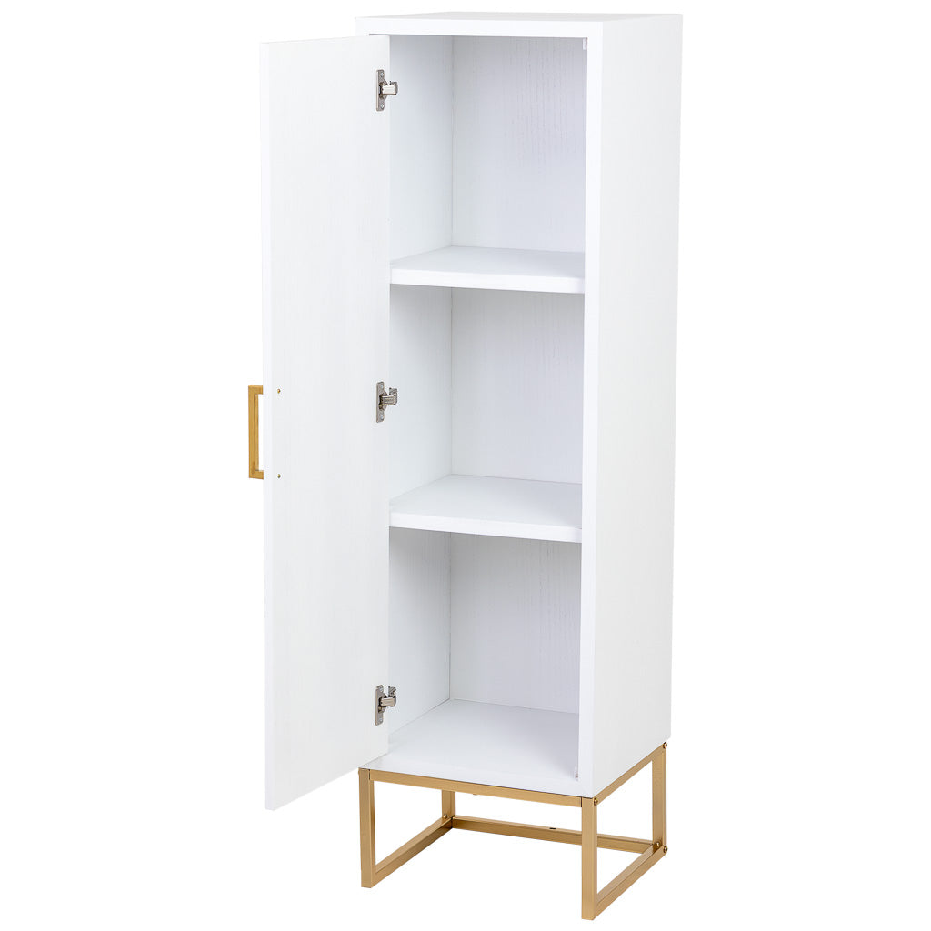 ARMARIO MARTA DE MADERA Y METAL BLANCO 1 PUERTA CON 3 ESTANTES image 1