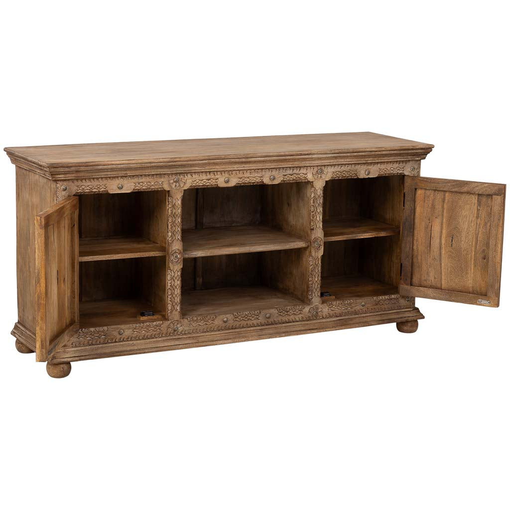 APARADOR DALIAN MARRÓN ENVEJECIDO 2 PUERTAS Y HUECO CENTRAL image 1