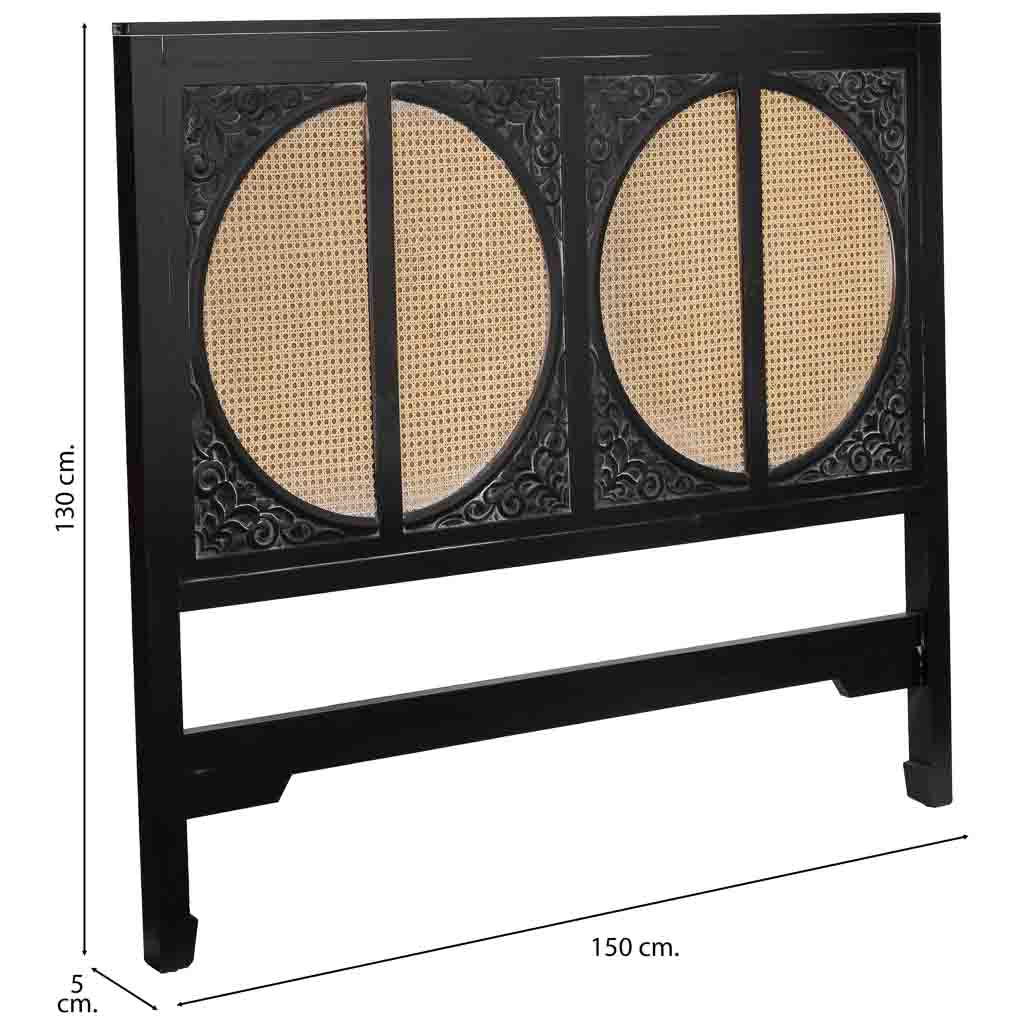 CABECERO DE CAMA ALIKA DE MADERA CON REJILLA NEGRO image 1