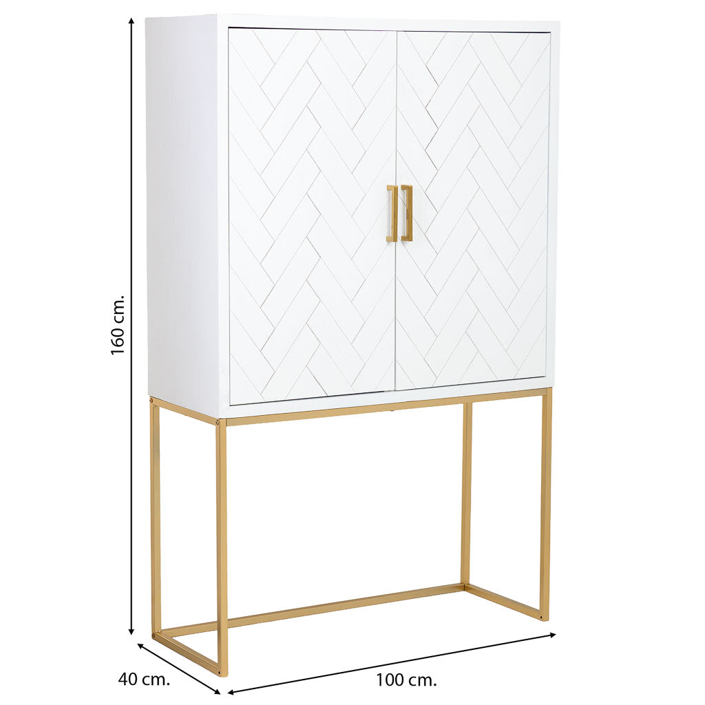 ARMARIO ALTO MARTA DE MADERA Y METAL BLANCO 2 PUERTAS image 4