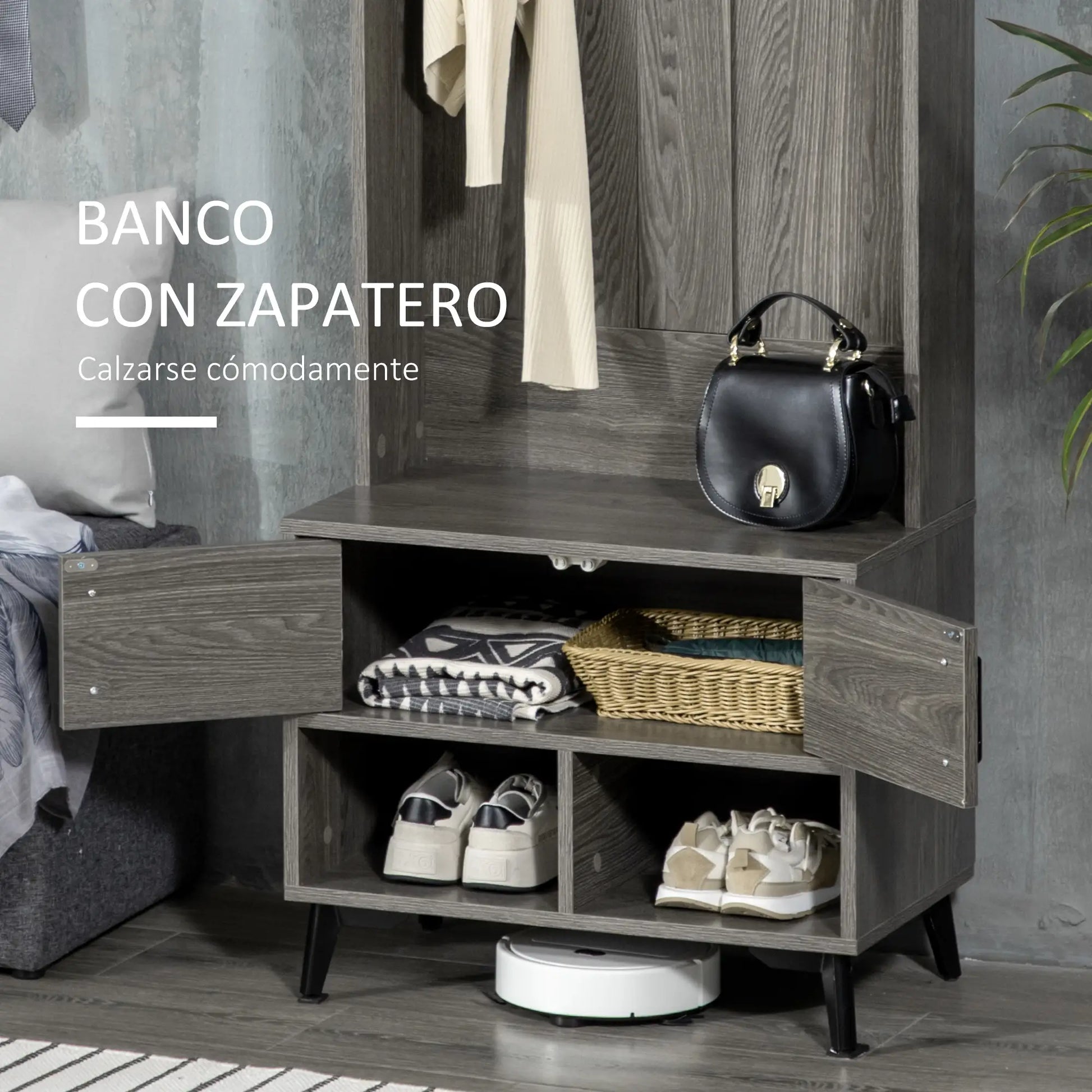 PERCHERO RUSTIC GREY STORAGE 4 EN 1 image 8