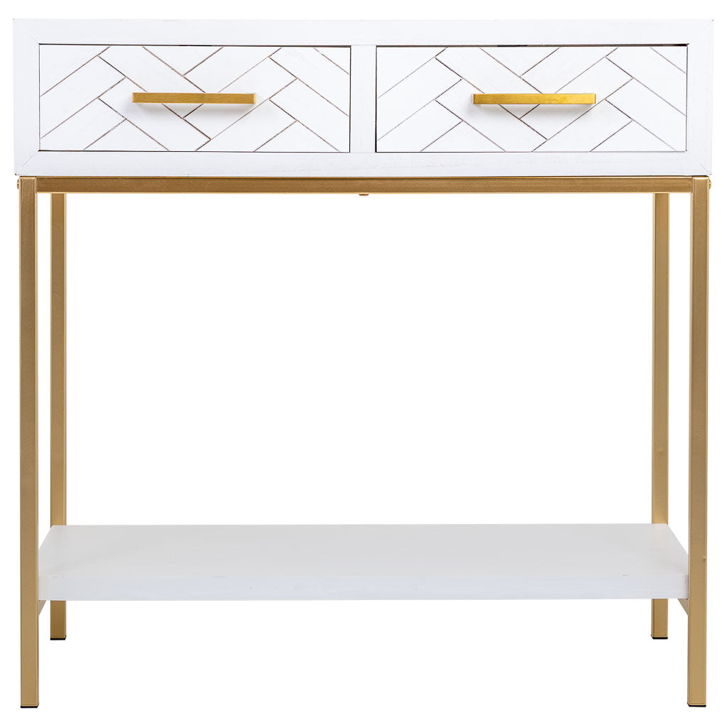 RECIBIDOR MARTA BLANCO CON 2 CAJONES DE MADERA Y METAL image 5