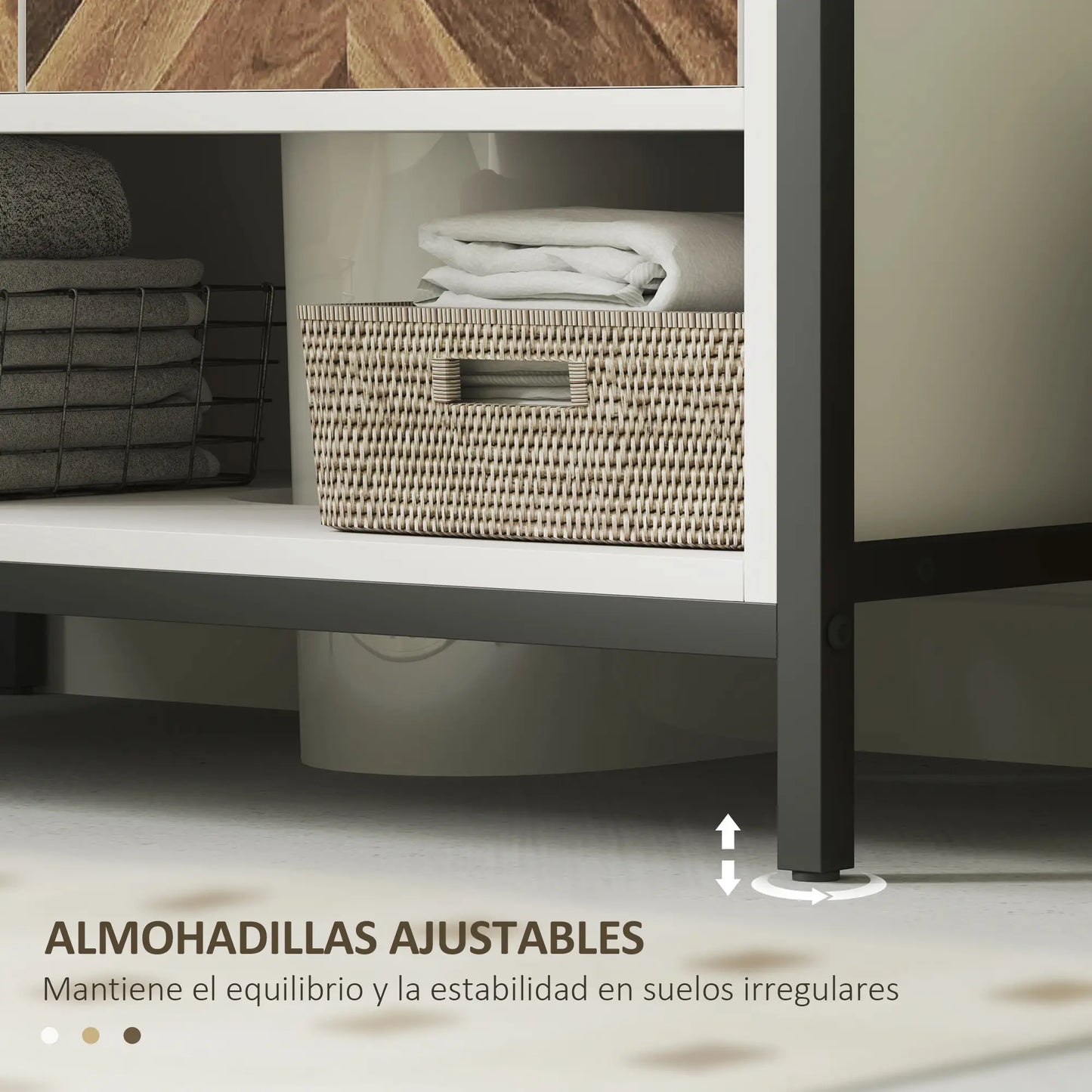 MUEBLE BAJO LAVABO LUNARA 80 CREMA Y NOGAL image 4