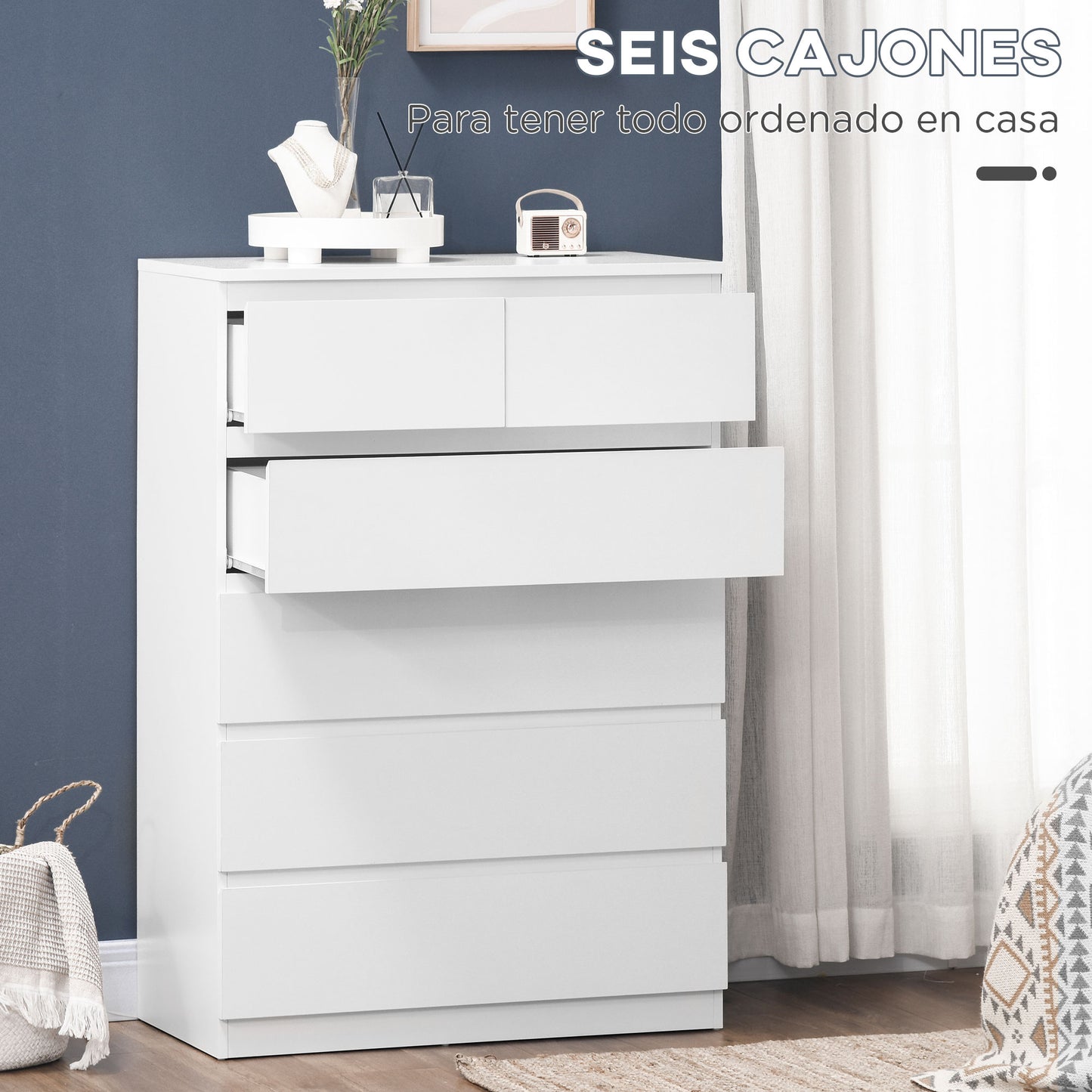 CÓMODA MODERN WHITE LINE 6 CAJONES image 8