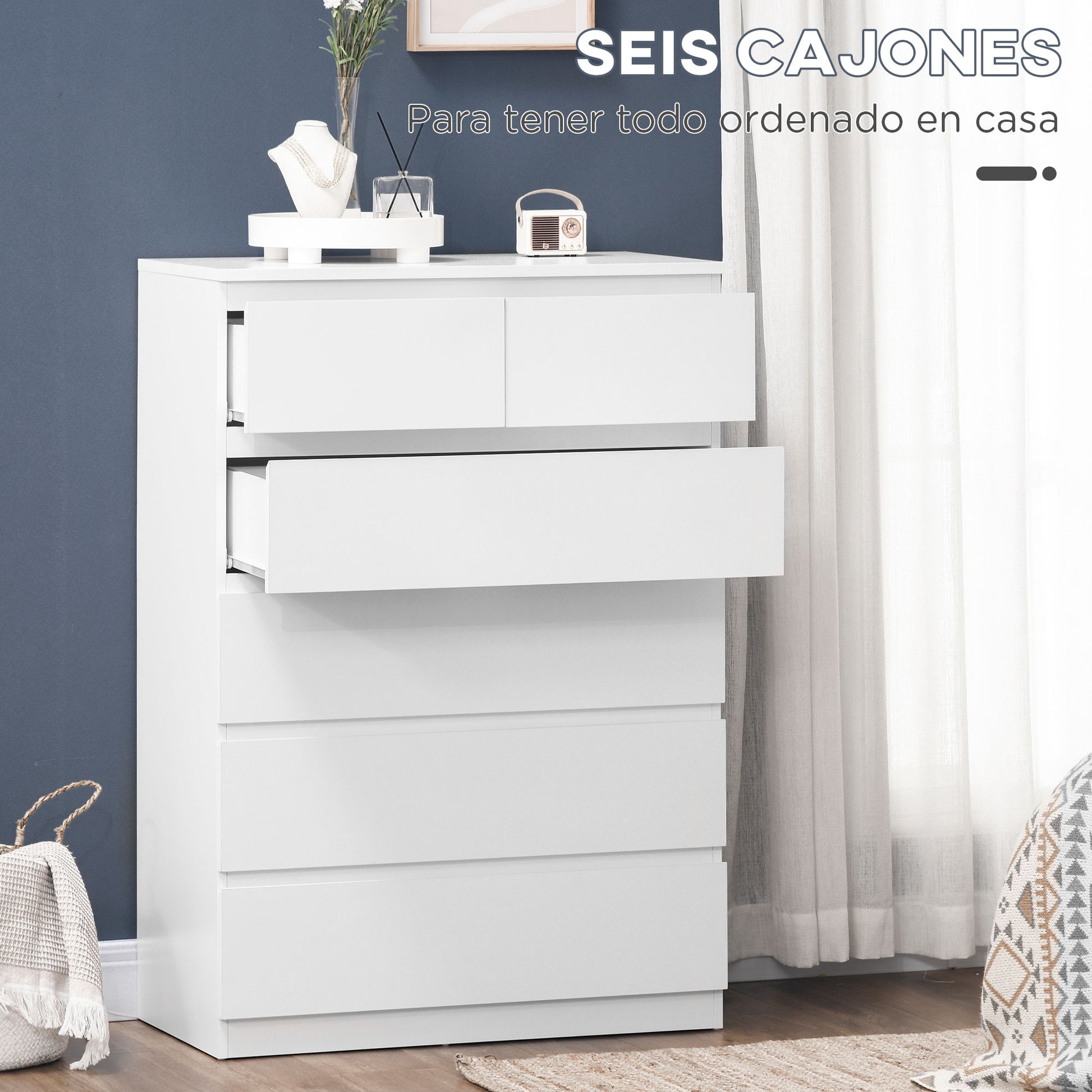 CÓMODA MODERN WHITE LINE 6 CAJONES image 8