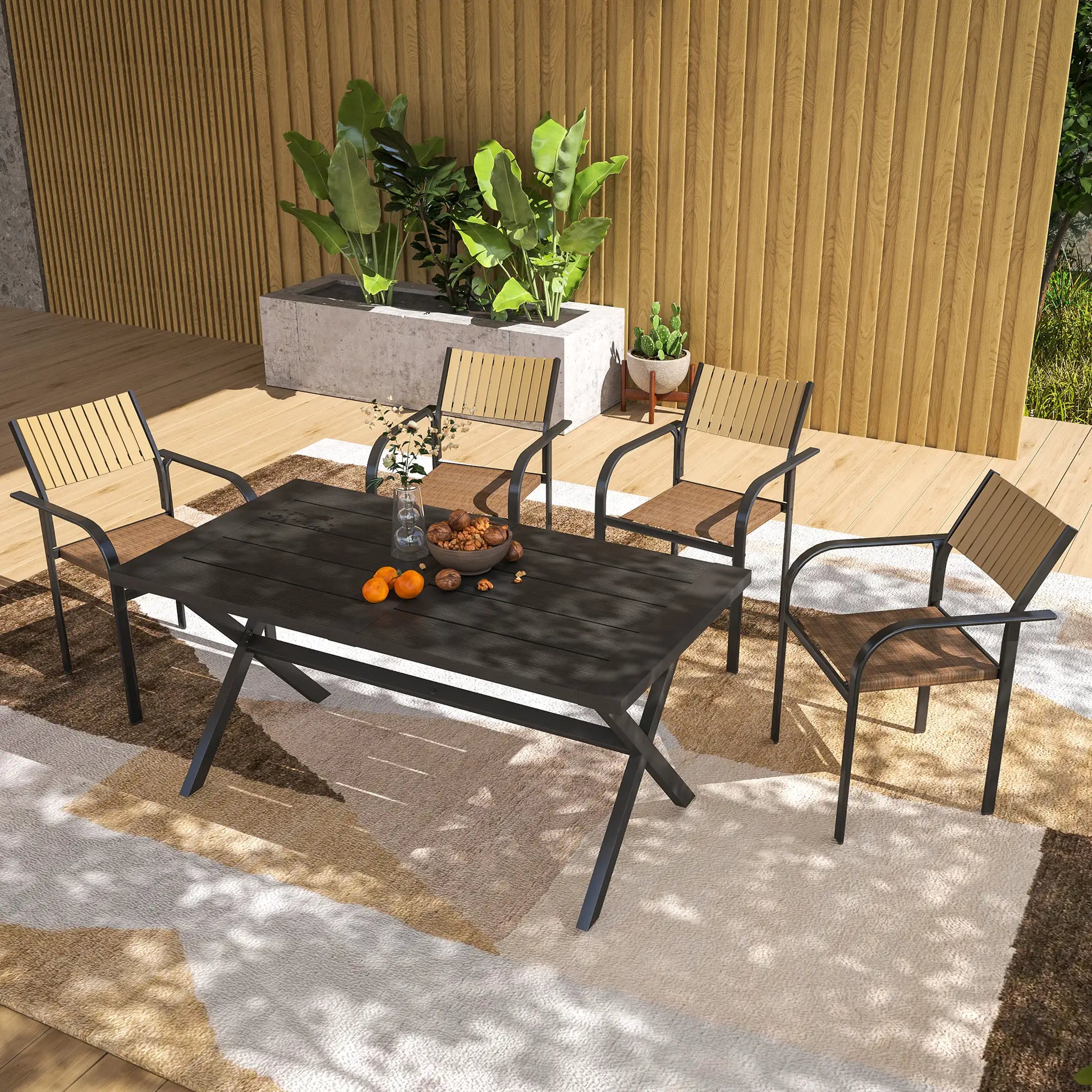 SILLAS DE JARDÍN APILABLES TEKNOAIR MARRÓN · PACK 4 UNIDADES image 5
