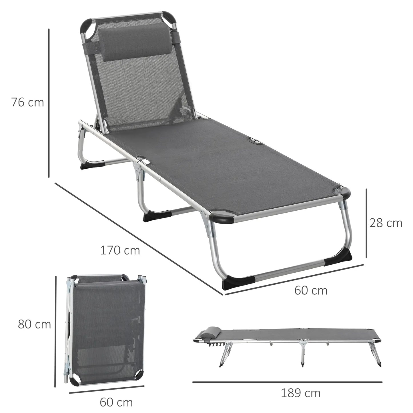 TUMBONA DE JARDÍN PLEGABLE RECLINABLE ALU RELAX PRO GRIS image 1