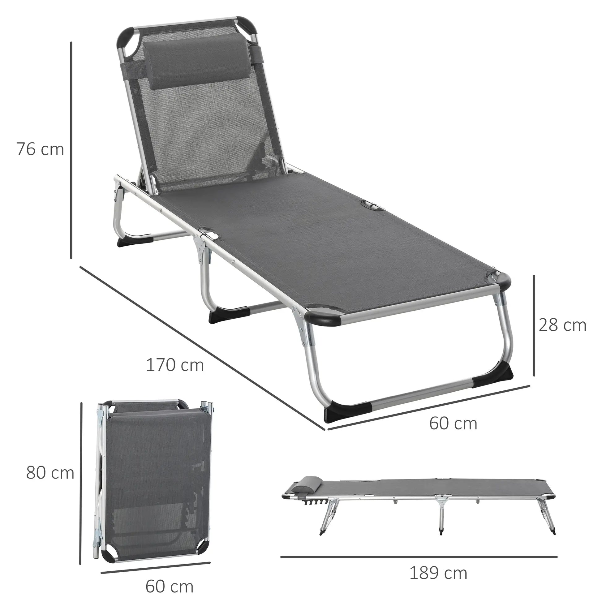 TUMBONA DE JARDÍN PLEGABLE RECLINABLE ALU RELAX PRO GRIS image 1