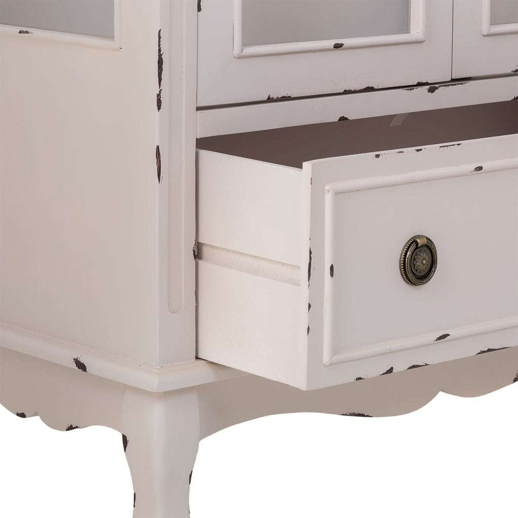 VITRINA AMANDA BLANCO ENVEJECIDO 1 CAJÓN + 2 PUERTAS image 5
