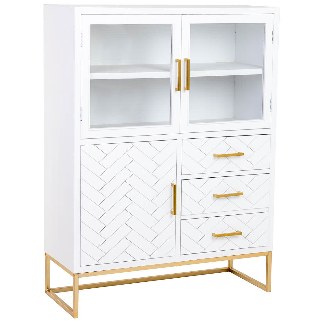 VITRINA MARTA DE MADERA BLANCA 3 PUERTAS Y 3 CAJONES image 0