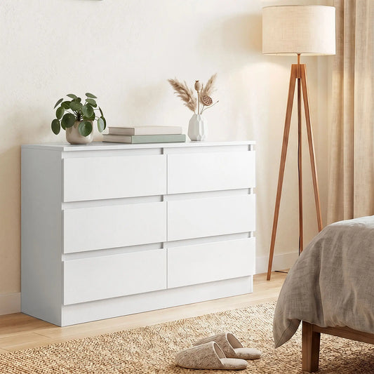 🤍 CÓMODA PURE SIX 6C – 6 CAJONES BLANCA SIN TIRADORES 100 CM