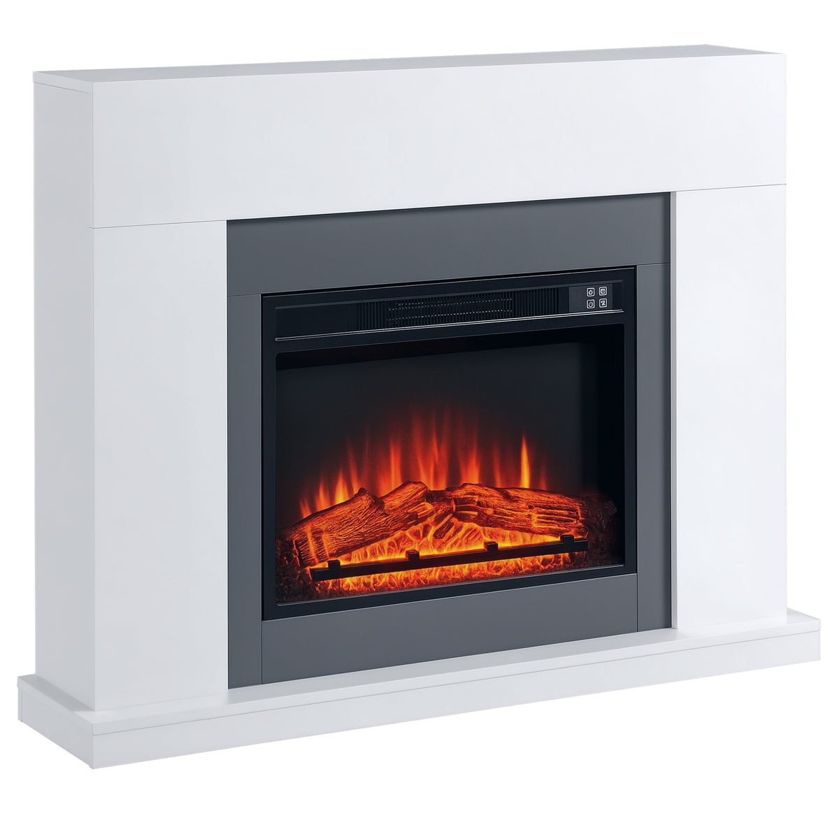 🔥 CHIMENEA ELÉCTRICA WHITE FLAME 2000 – BLANCA CON REPISA, MANDO A DISTANCIA Y LLAMA REALISTA