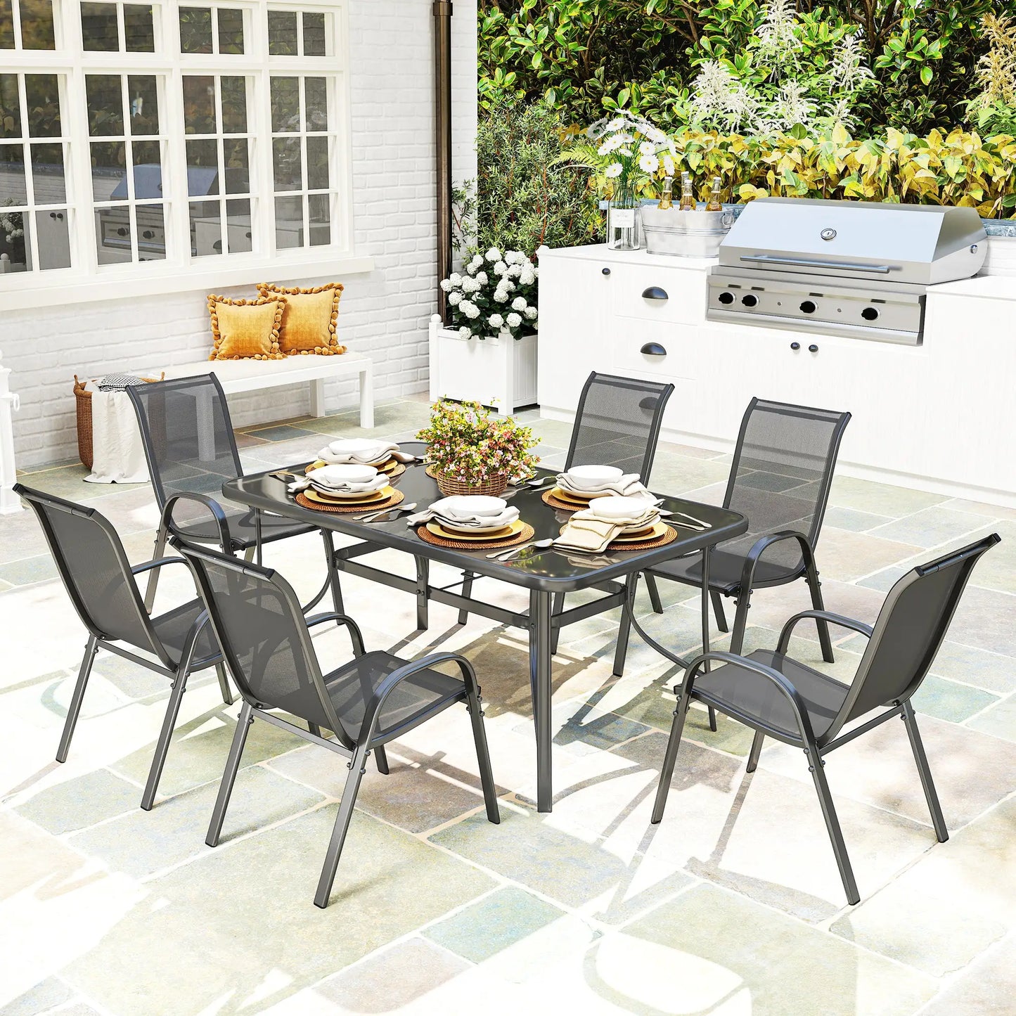 CONJUNTO DE JARDÍN OASIS DINING 7 PIEZAS – MESA Y 6 SILLAS PARA TERRAZA image 8
