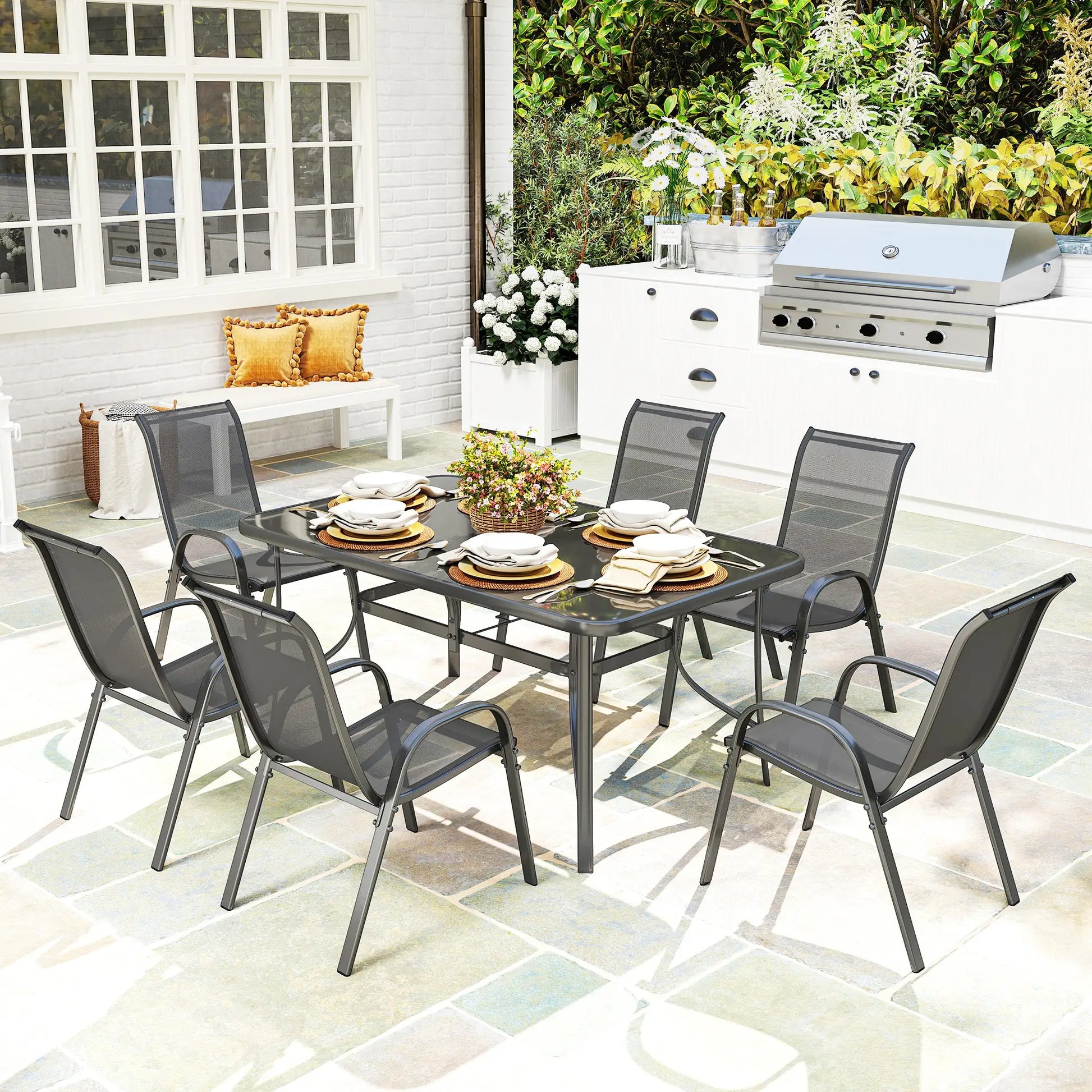 CONJUNTO DE JARDÍN OASIS DINING 7 PIEZAS – MESA Y 6 SILLAS PARA TERRAZA image 8