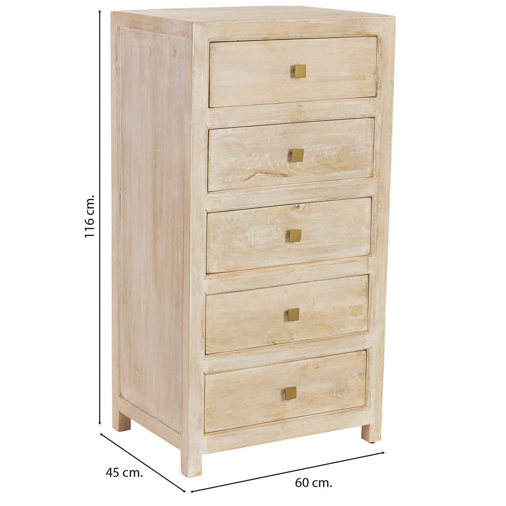 SINFONIER ALMA DE MADERA BLANCO 5 CAJONES image 2