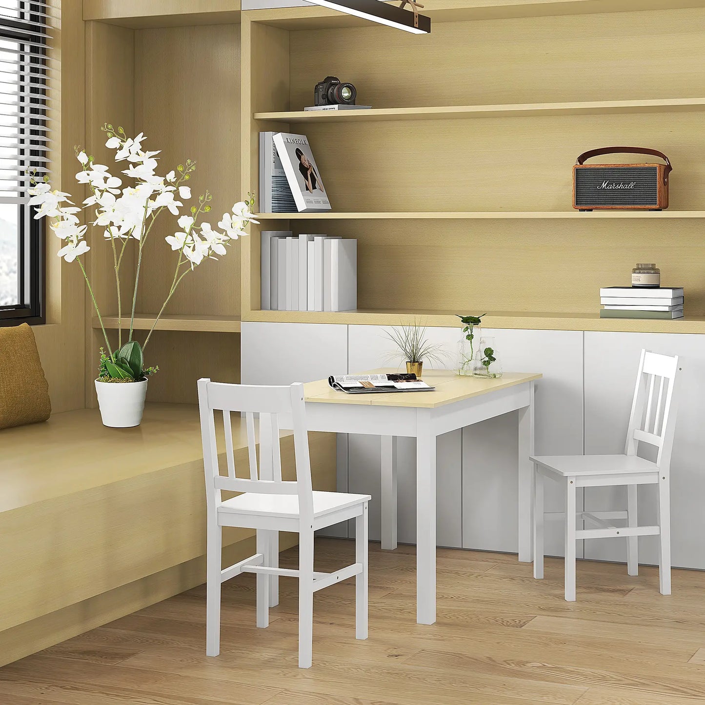 MESA DE COMEDOR PARA 4-6 PERSONAS – ROBLE Y BLANCO image 3